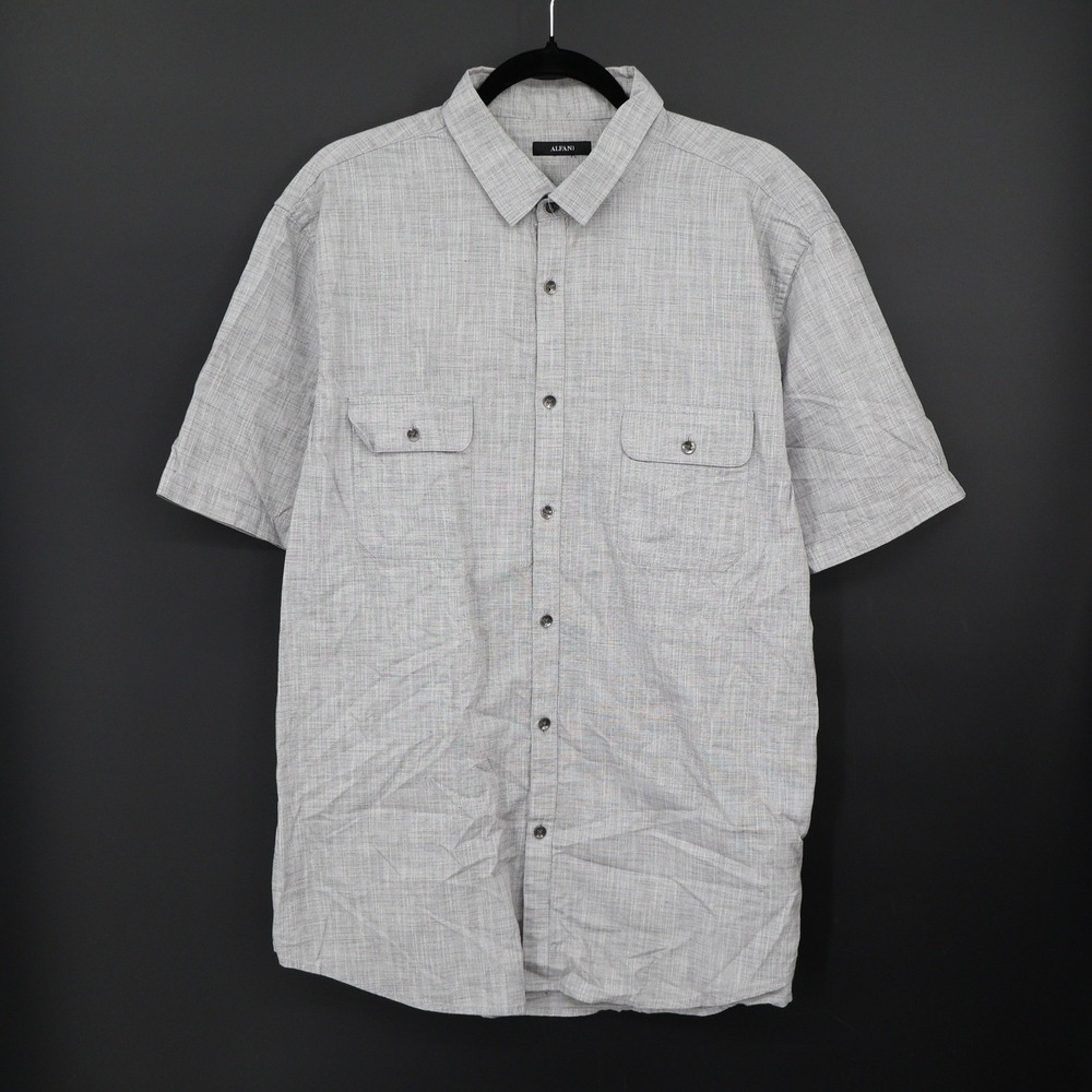 Alfani Warren Button Down Shirt Men XLGrey Preppy Casual Classic Summer NWT